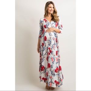 NWWT PinkBlush Maternity Floral Maxi Dress